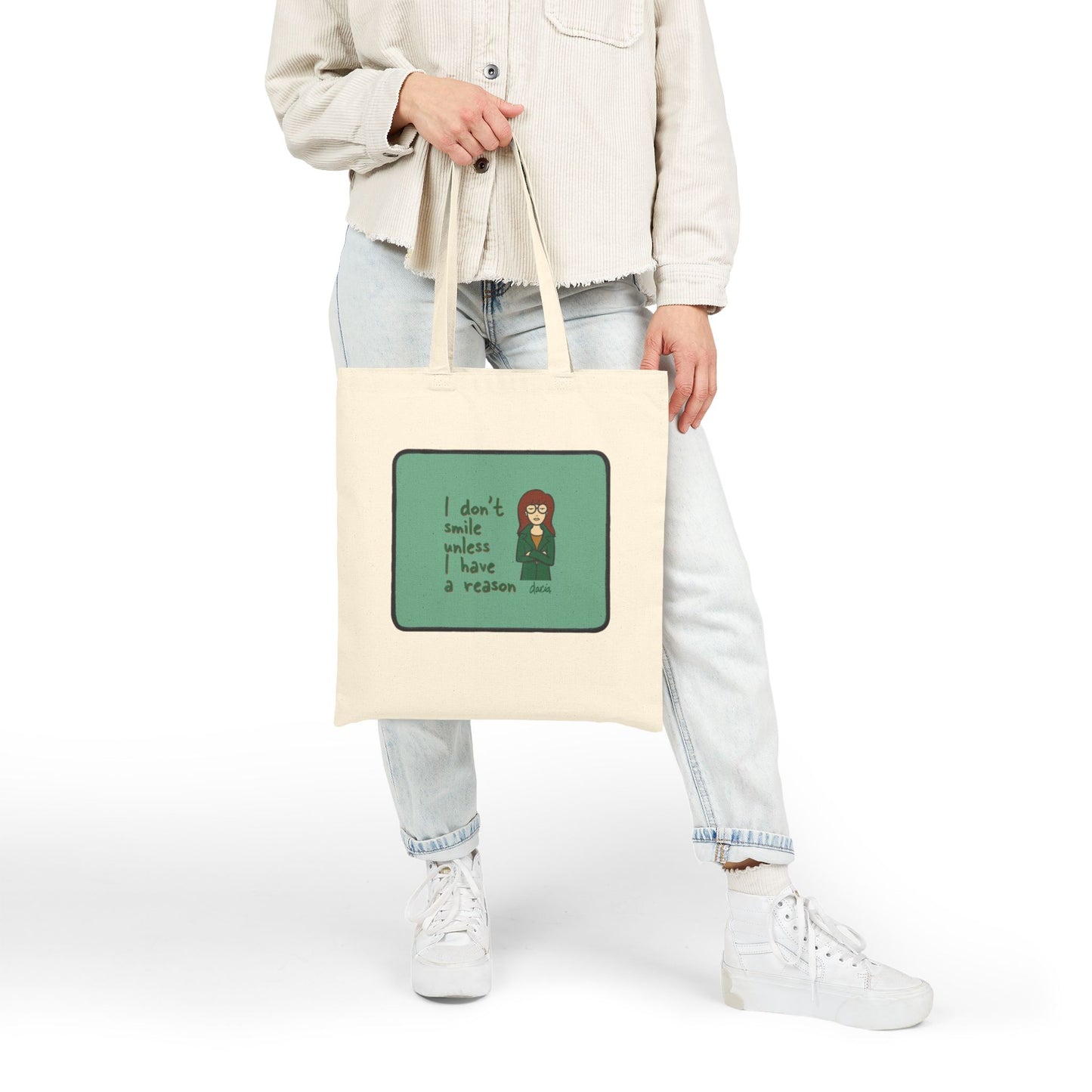 'I Don't Smile Unless I Have A Reason' Daria Illustration Canvas Tote