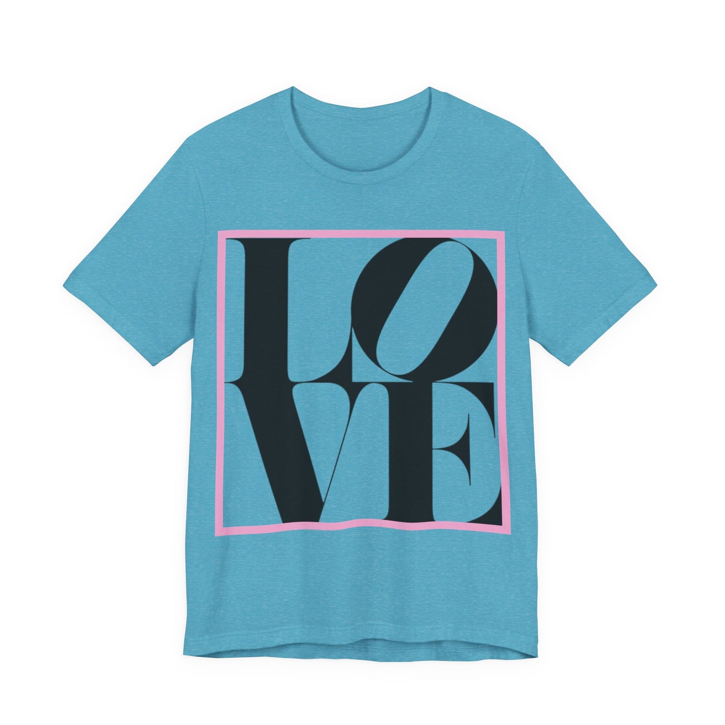 LOVE Block Graphic Tee — Bold Black & Pink Typography T‑Shirt