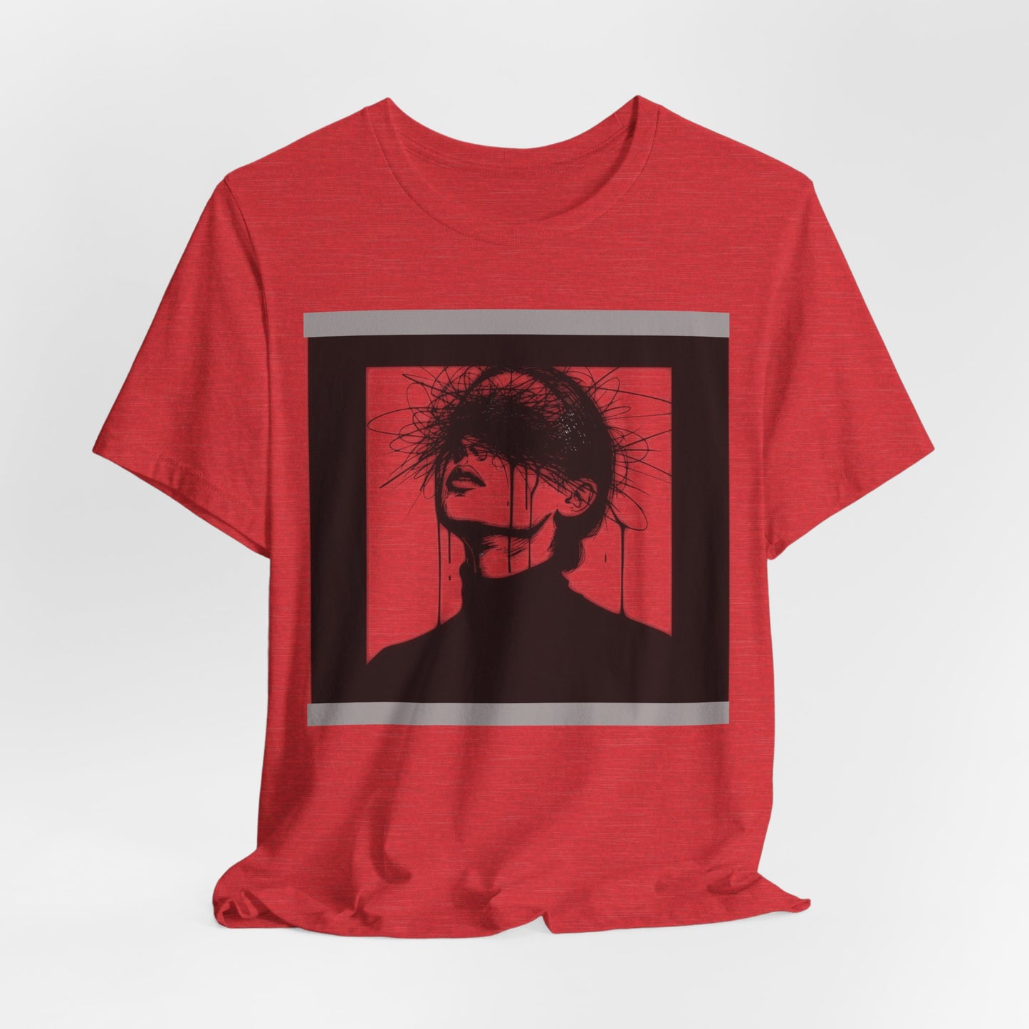 Monochrome Surreal Portrait Tee — 'Blindfolded' Artistic Graphic T-Shirt w/ back graphic