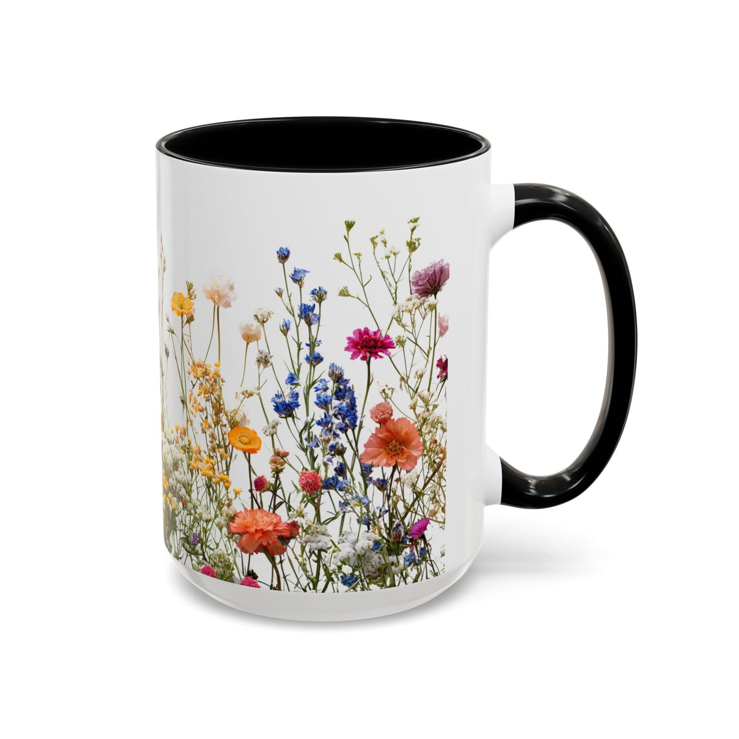 Wildflower Accent Coffee Mug — Colorful Meadow Floral 11/15oz