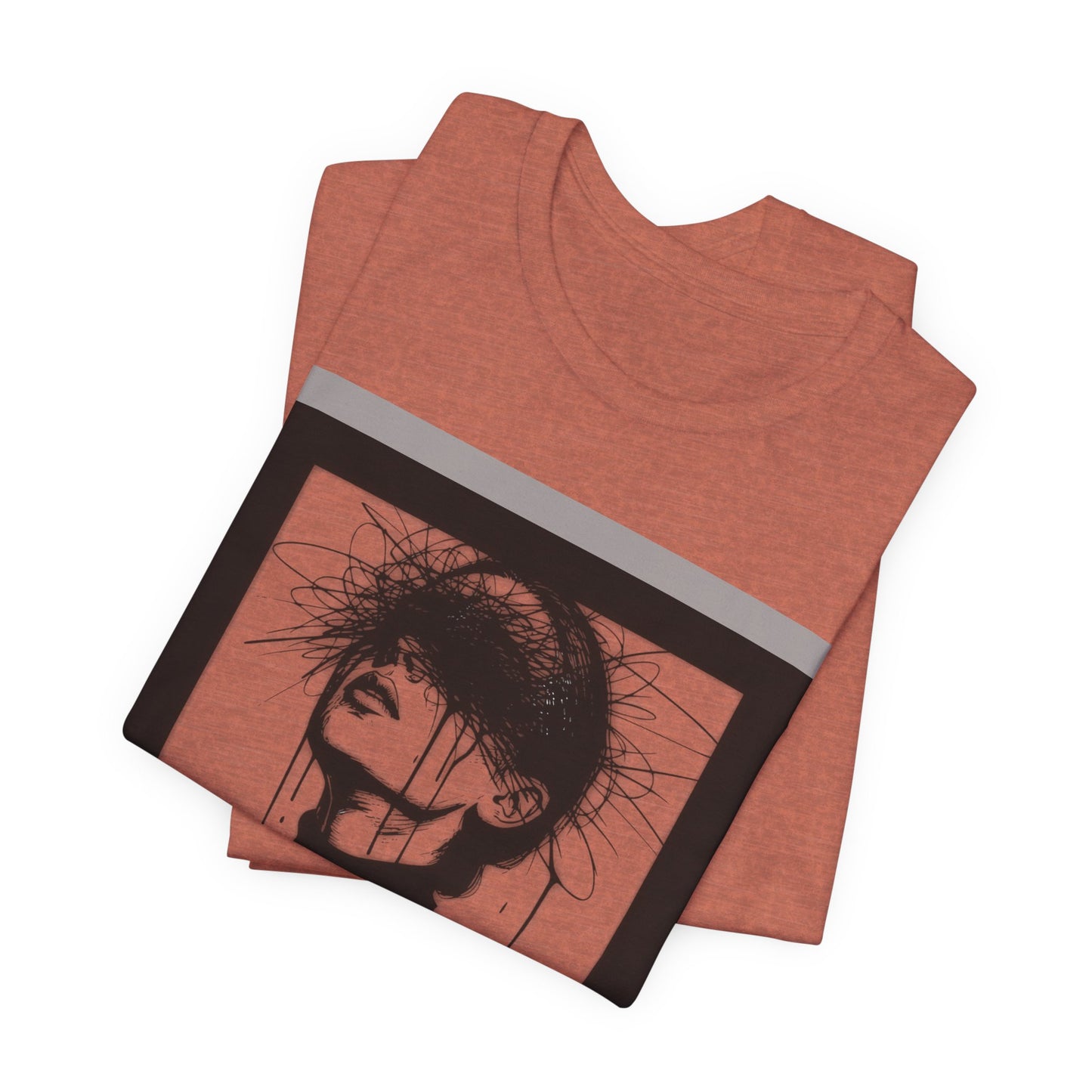 Monochrome Surreal Portrait Tee — 'Blindfolded' Artistic Graphic T-Shirt w/ back graphic
