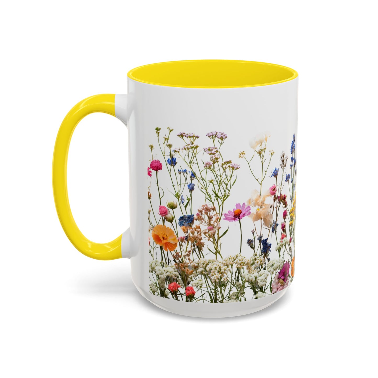 Wildflower Accent Coffee Mug — Colorful Meadow Floral 11/15oz