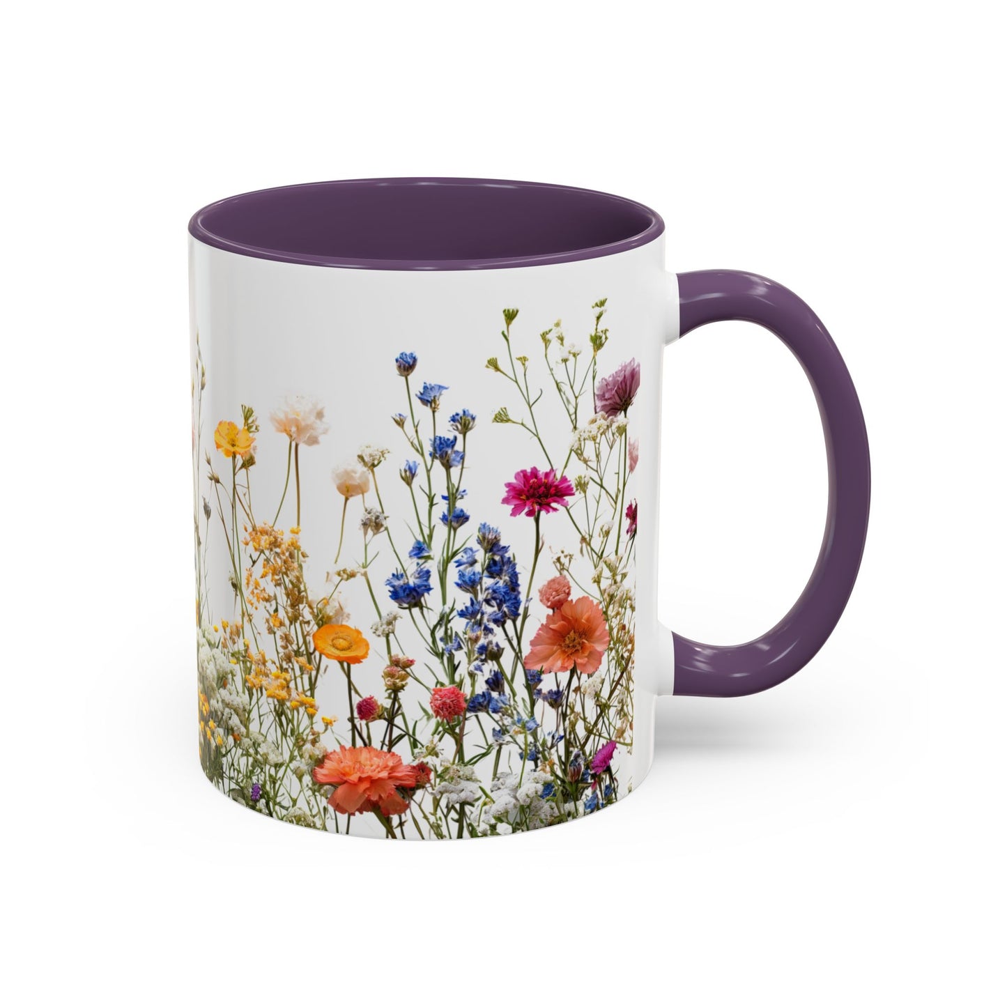 Wildflower Accent Coffee Mug — Colorful Meadow Floral 11/15oz