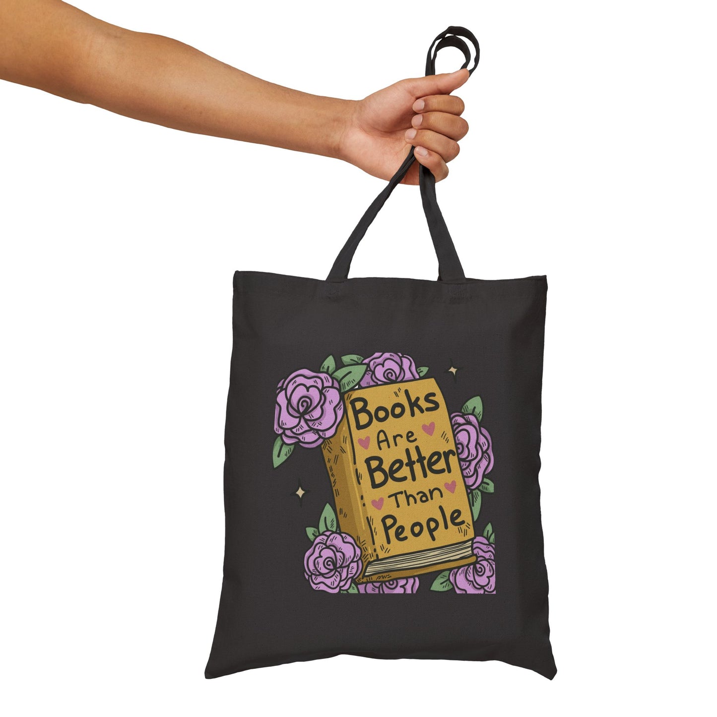 Tote - "Books Are Better Than People" Floral Booklover Canvas Tote