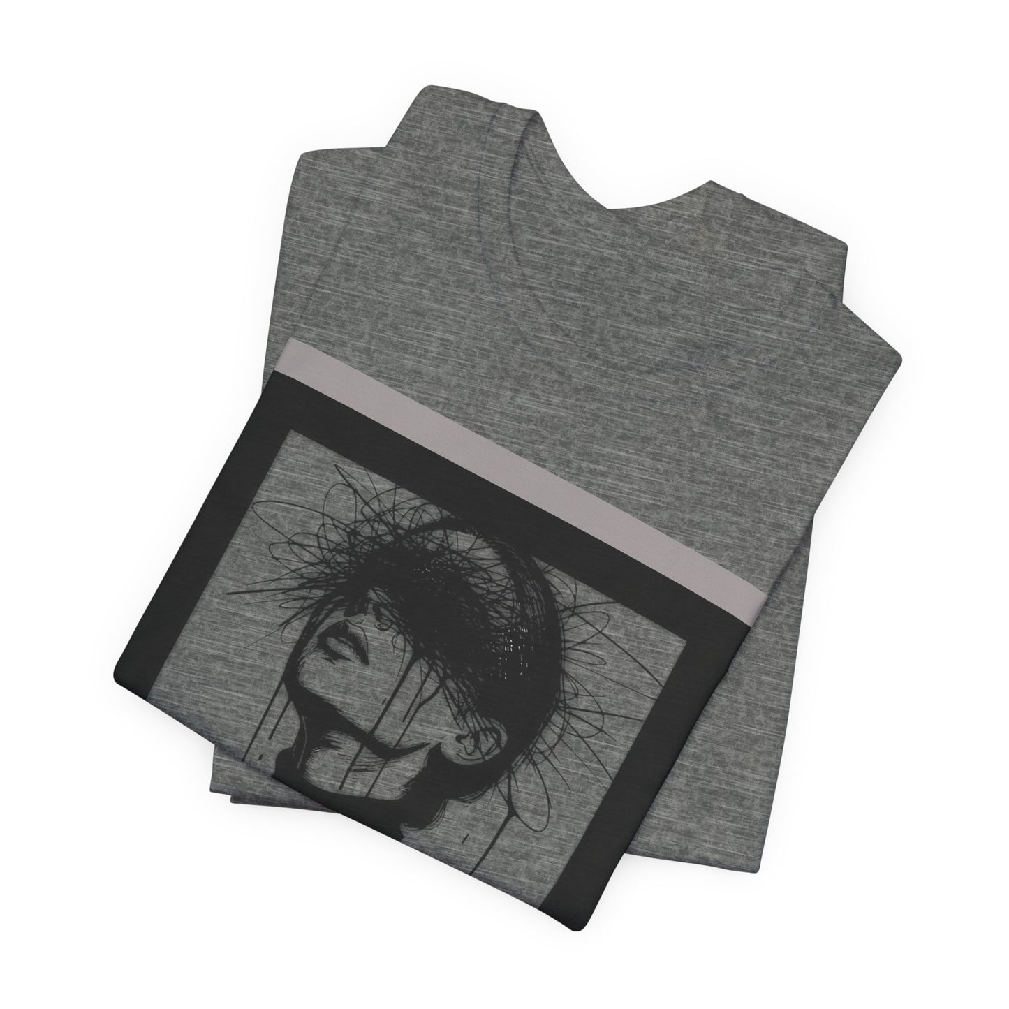 Monochrome Surreal Portrait Tee — 'Blindfolded' Artistic Graphic T-Shirt w/ back graphic