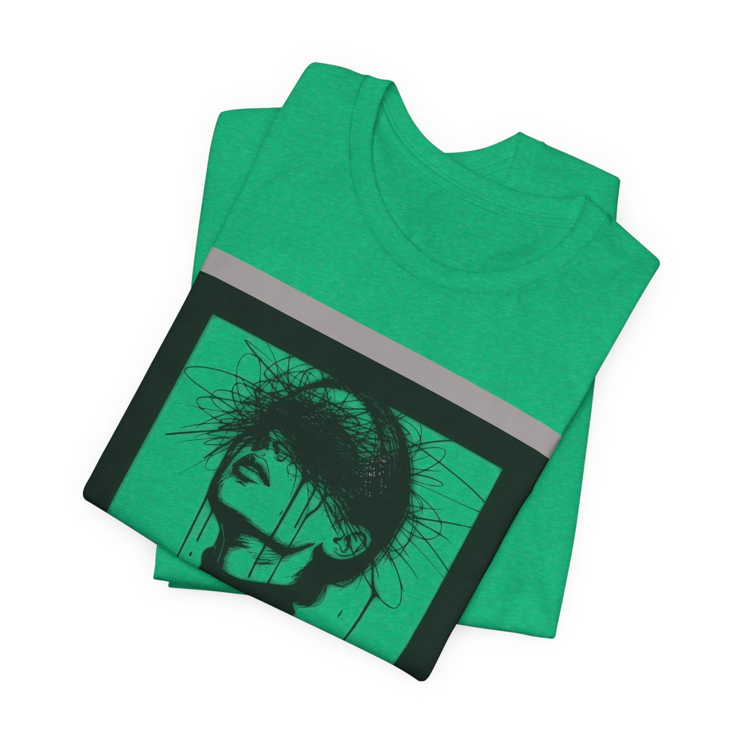 Monochrome Surreal Portrait Tee — 'Blindfolded' Artistic Graphic T-Shirt w/ back graphic