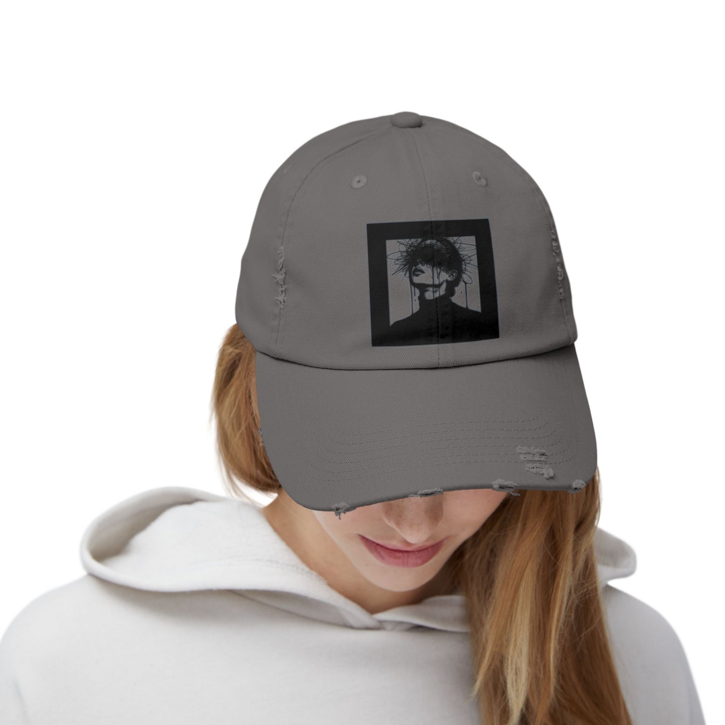 Distressed Cap — Gothic Portrait Vintage Dad Hat