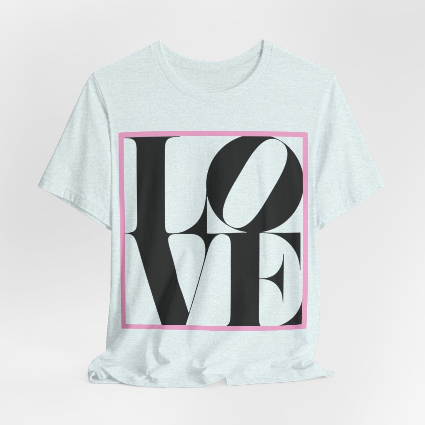 LOVE Block Graphic Tee — Bold Black & Pink Typography T‑Shirt