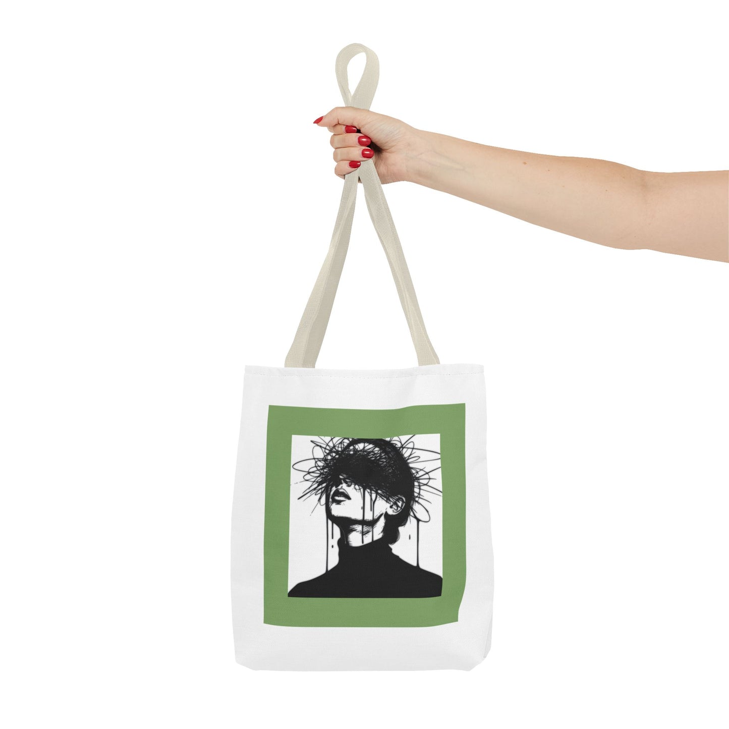 Artistic Tote Bag — Monochrome Heart & Surreal Portrait Printed