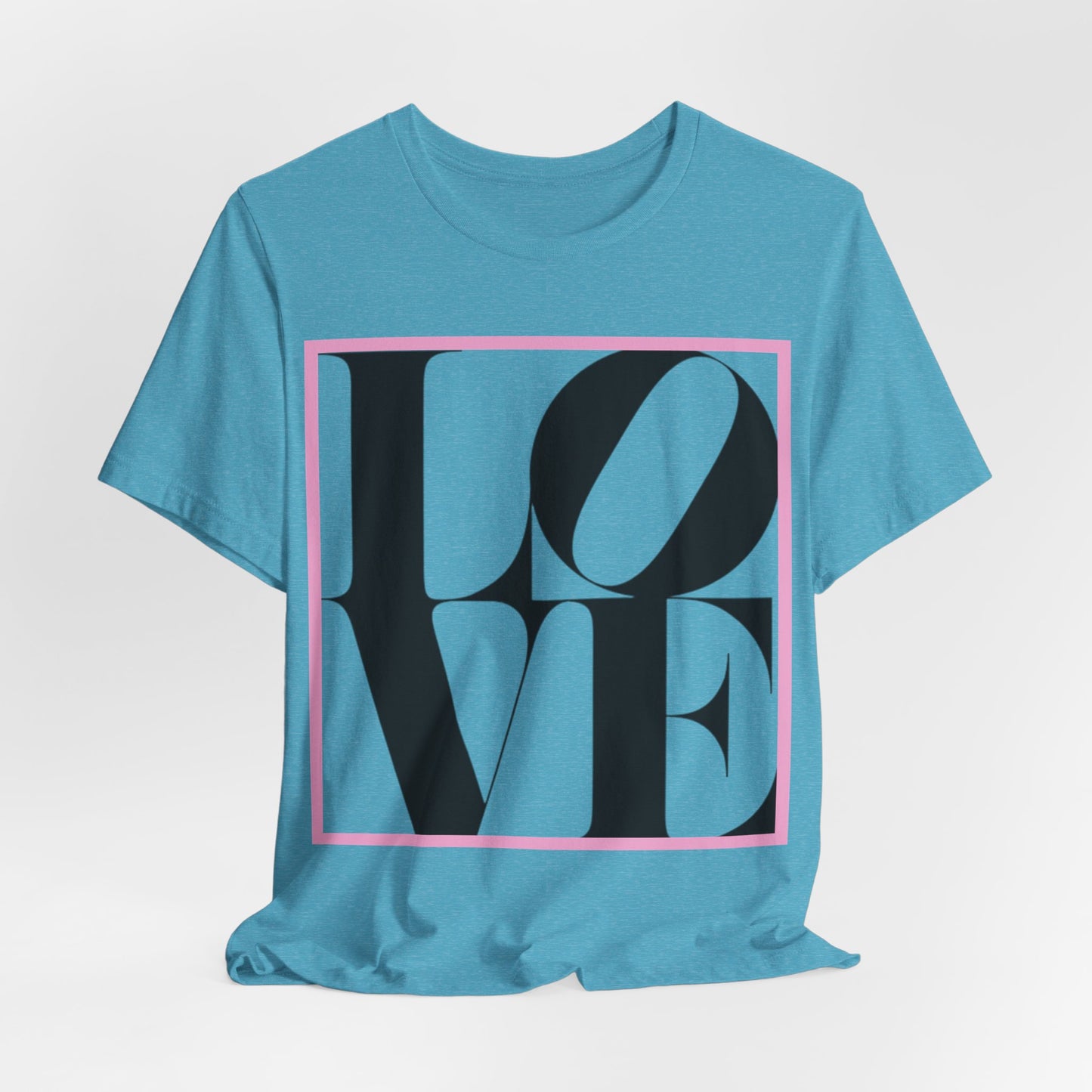 LOVE Block Graphic Tee — Bold Black & Pink Typography T‑Shirt