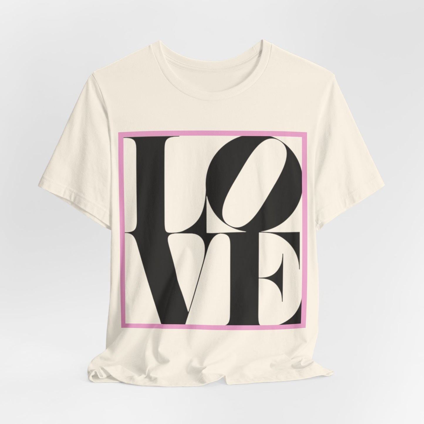 LOVE Block Graphic Tee — Bold Black & Pink Typography T‑Shirt