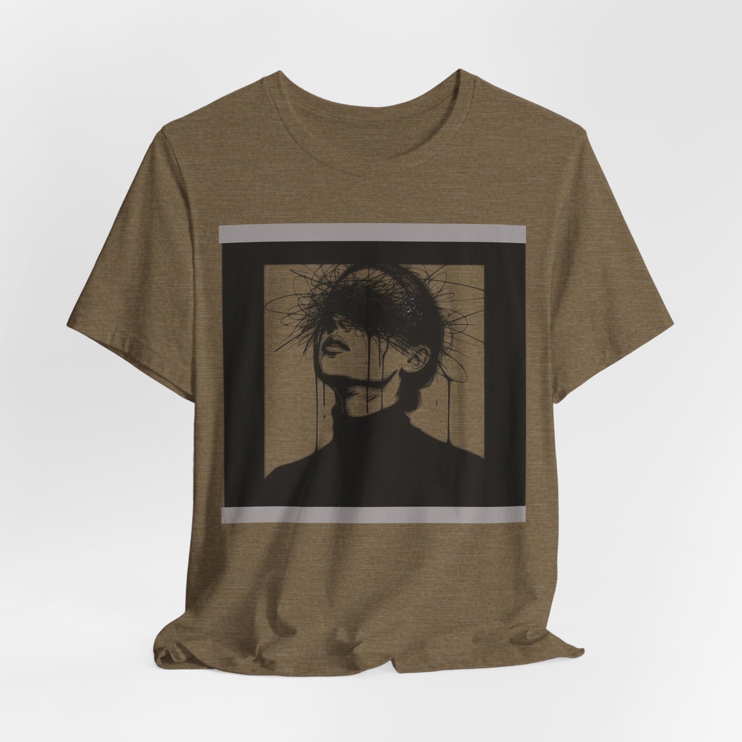 Monochrome Surreal Portrait Tee — 'Blindfolded' Artistic Graphic T-Shirt w/ back graphic