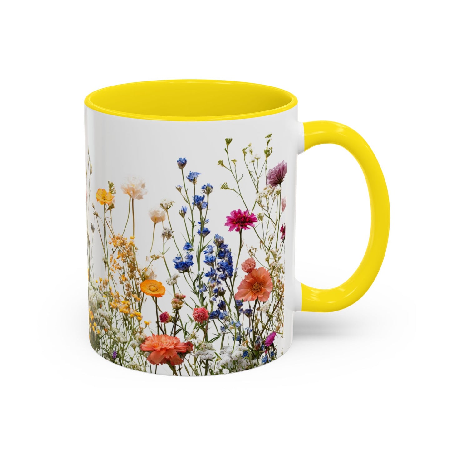 Wildflower Accent Coffee Mug — Colorful Meadow Floral 11/15oz