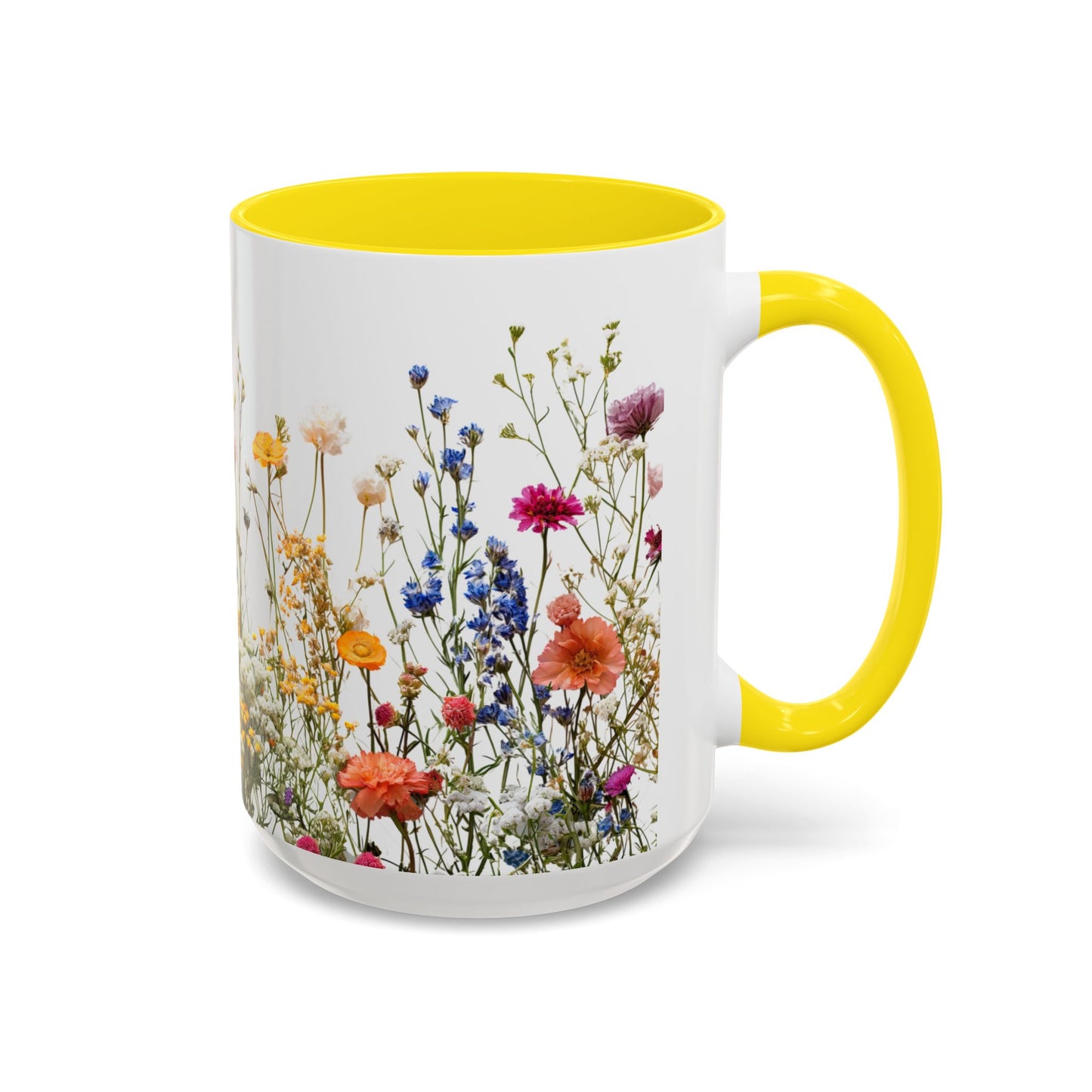 Wildflower Accent Coffee Mug — Colorful Meadow Floral 11/15oz