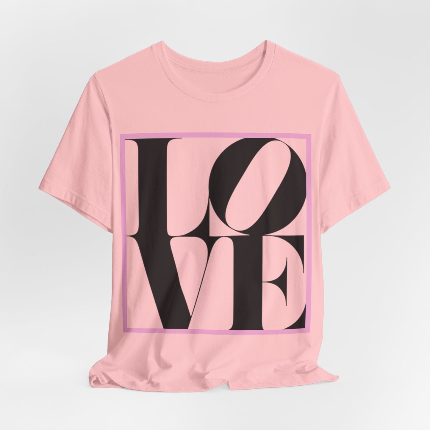 LOVE Block Graphic Tee — Bold Black & Pink Typography T‑Shirt