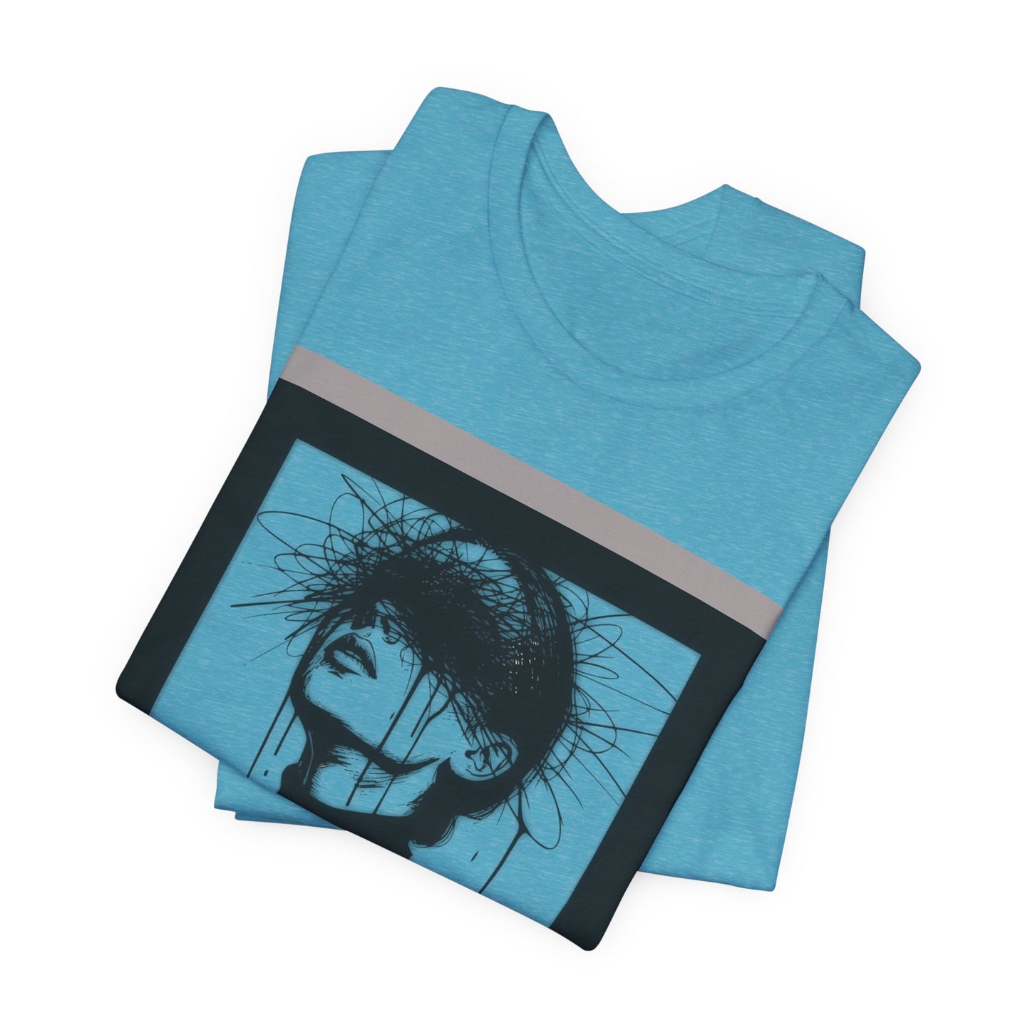 Monochrome Surreal Portrait Tee — 'Blindfolded' Artistic Graphic T-Shirt w/ back graphic
