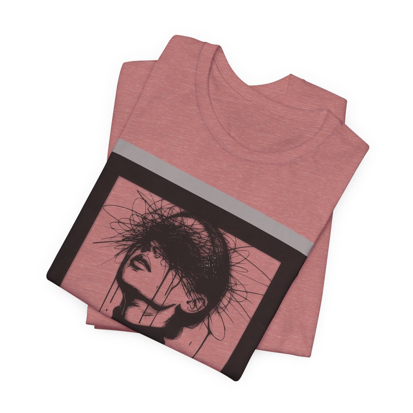 Monochrome Surreal Portrait Tee — 'Blindfolded' Artistic Graphic T-Shirt w/ back graphic