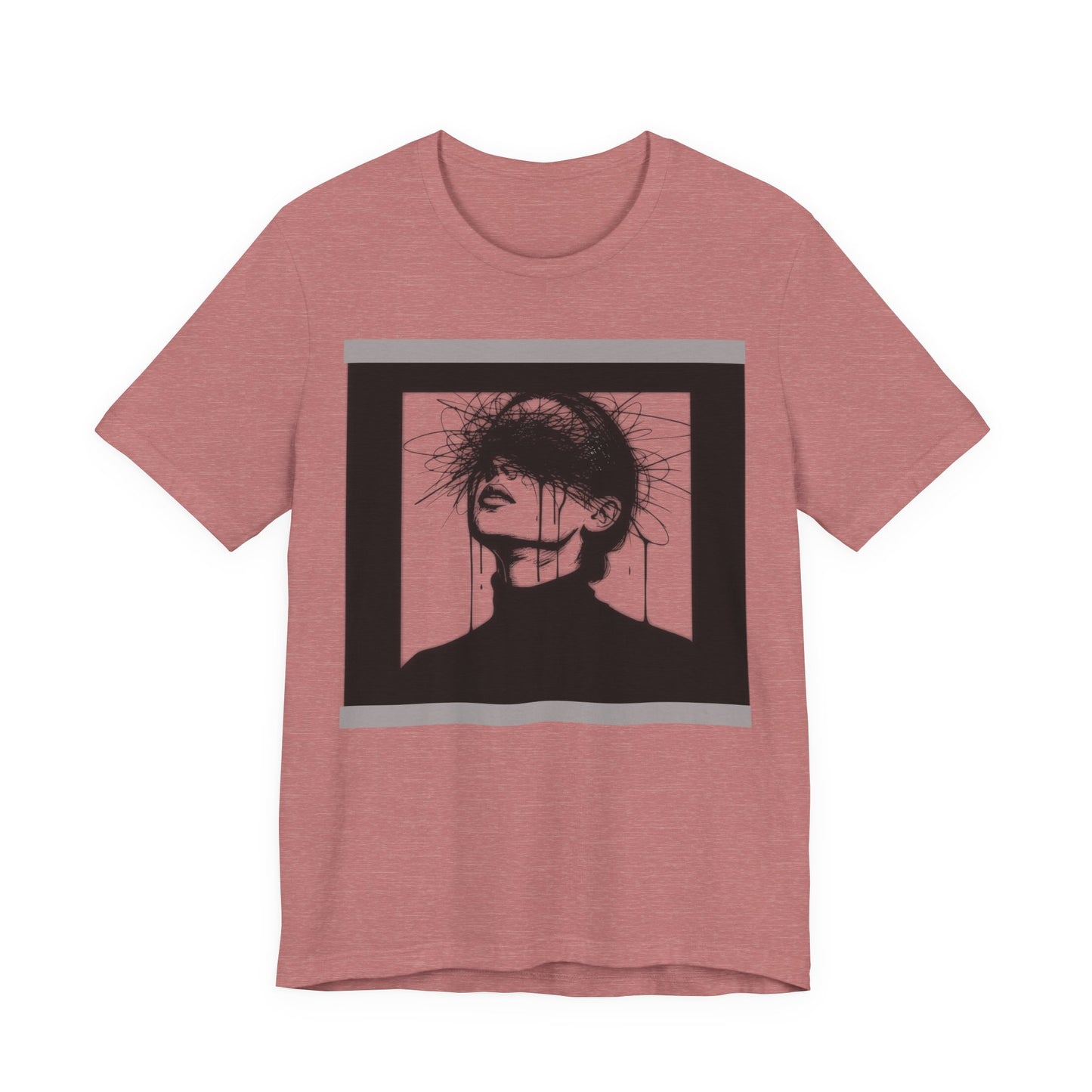 Monochrome Surreal Portrait Tee — 'Blindfolded' Artistic Graphic T-Shirt w/ back graphic