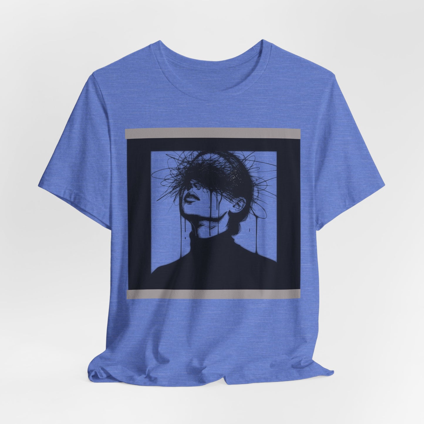 Monochrome Surreal Portrait Tee — 'Blindfolded' Artistic Graphic T-Shirt w/ back graphic