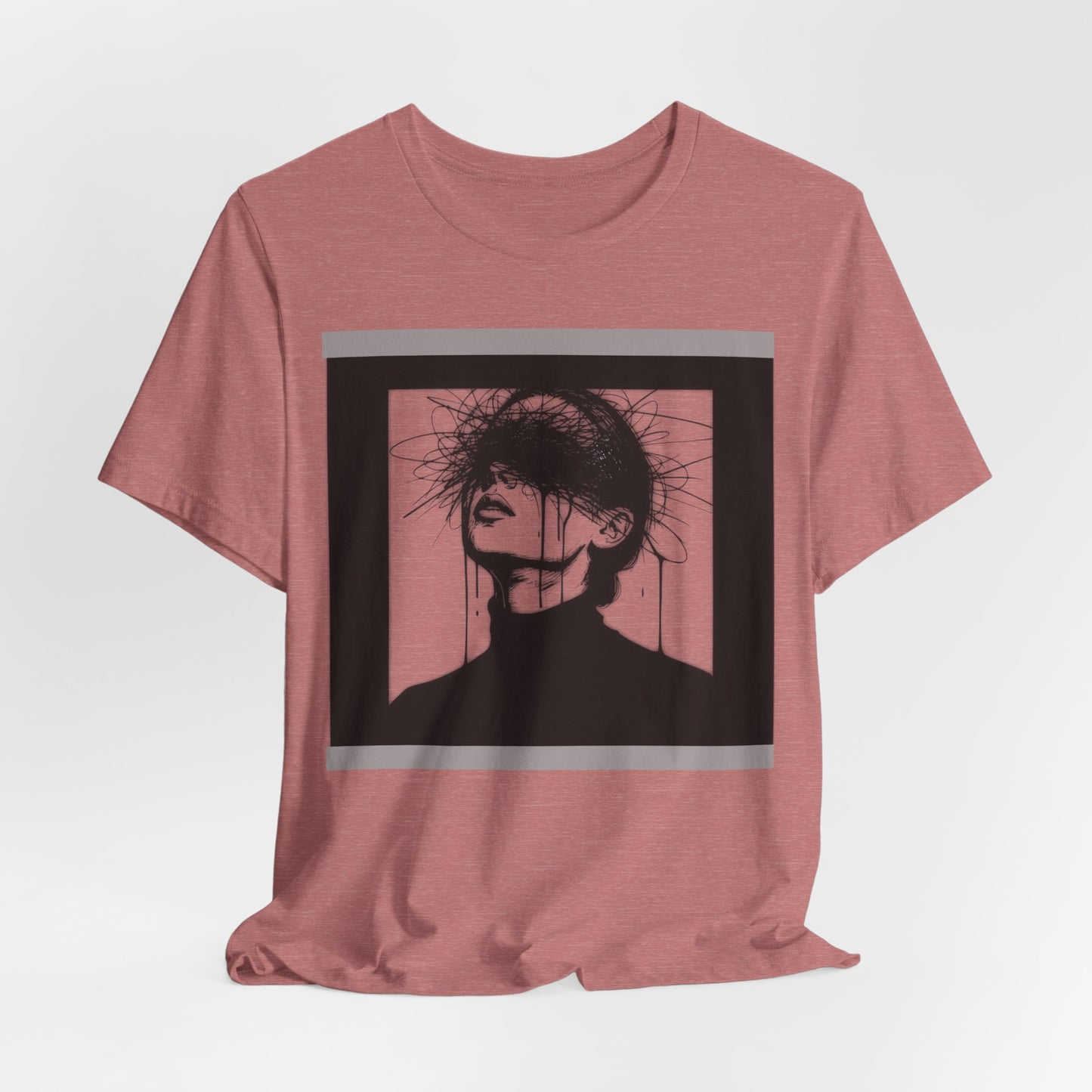 Monochrome Surreal Portrait Tee — 'Blindfolded' Artistic Graphic T-Shirt w/ back graphic