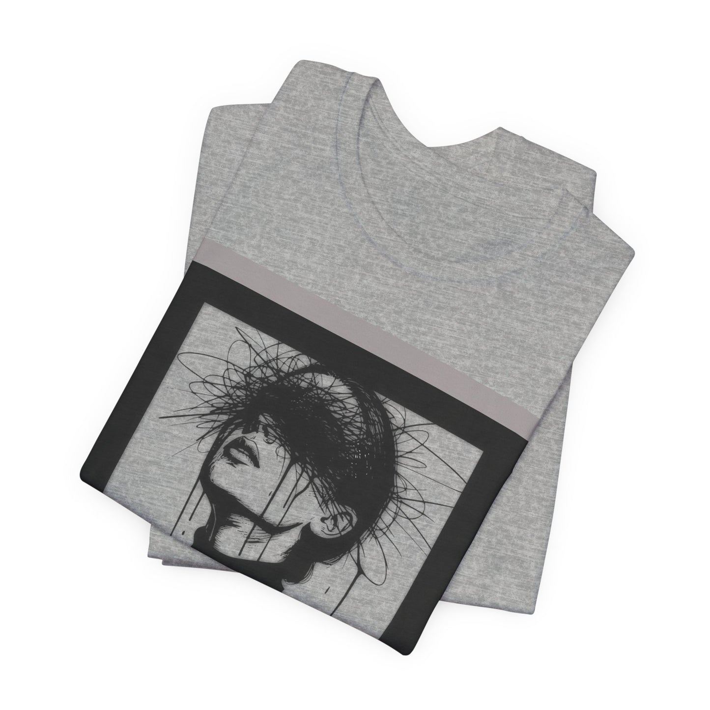 Monochrome Surreal Portrait Tee — 'Blindfolded' Artistic Graphic T-Shirt w/ back graphic