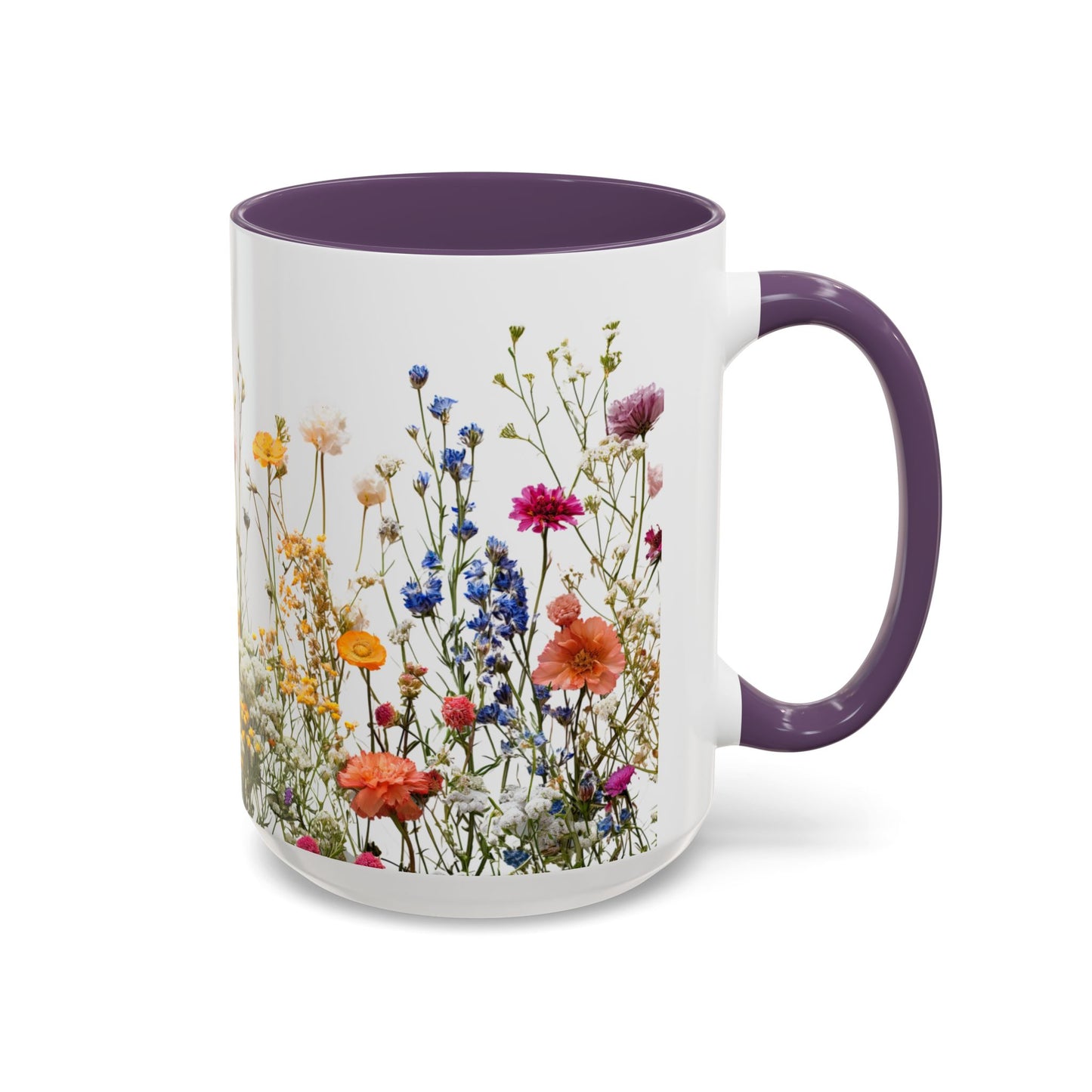 Wildflower Accent Coffee Mug — Colorful Meadow Floral 11/15oz