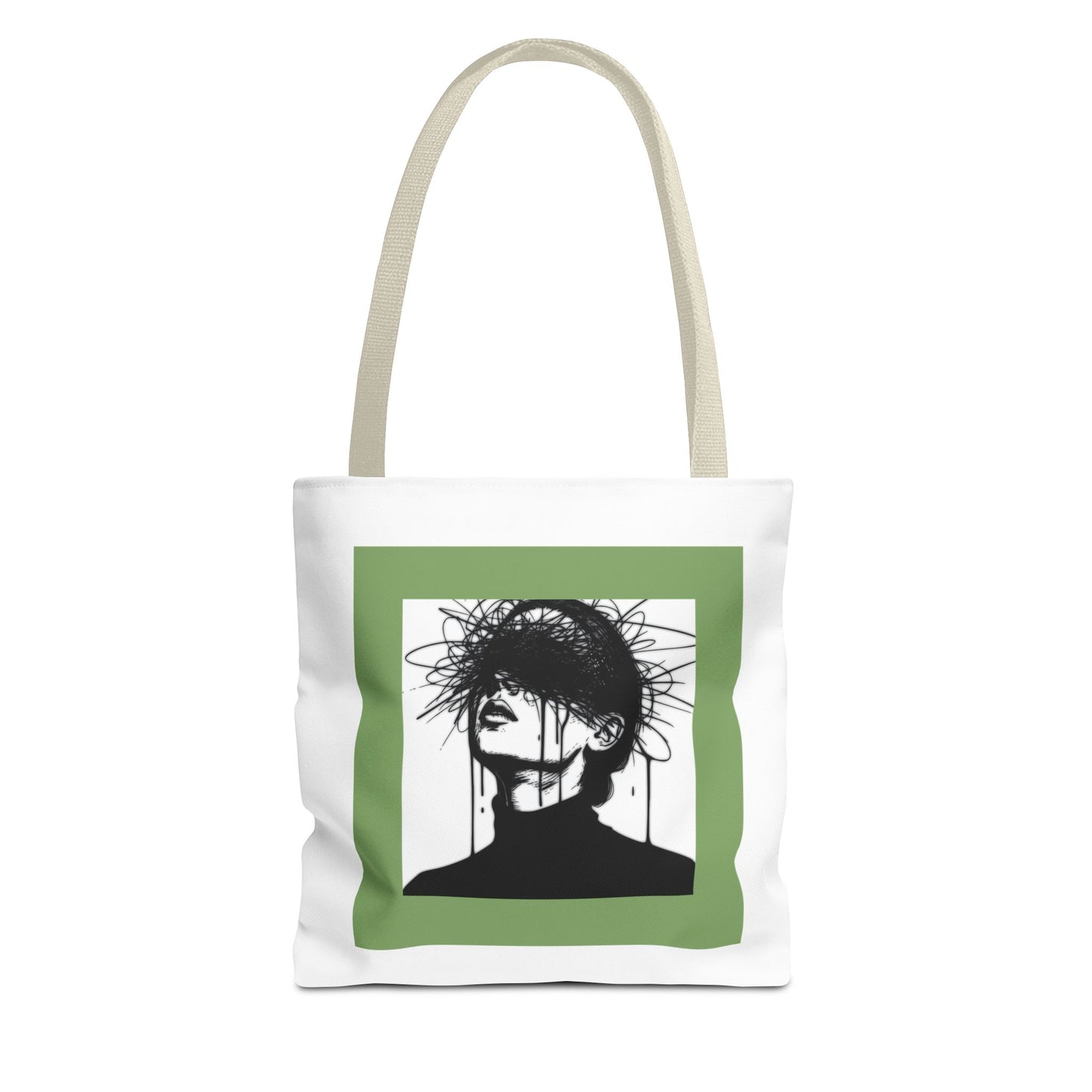 Artistic Tote Bag — Monochrome Heart & Surreal Portrait Printed