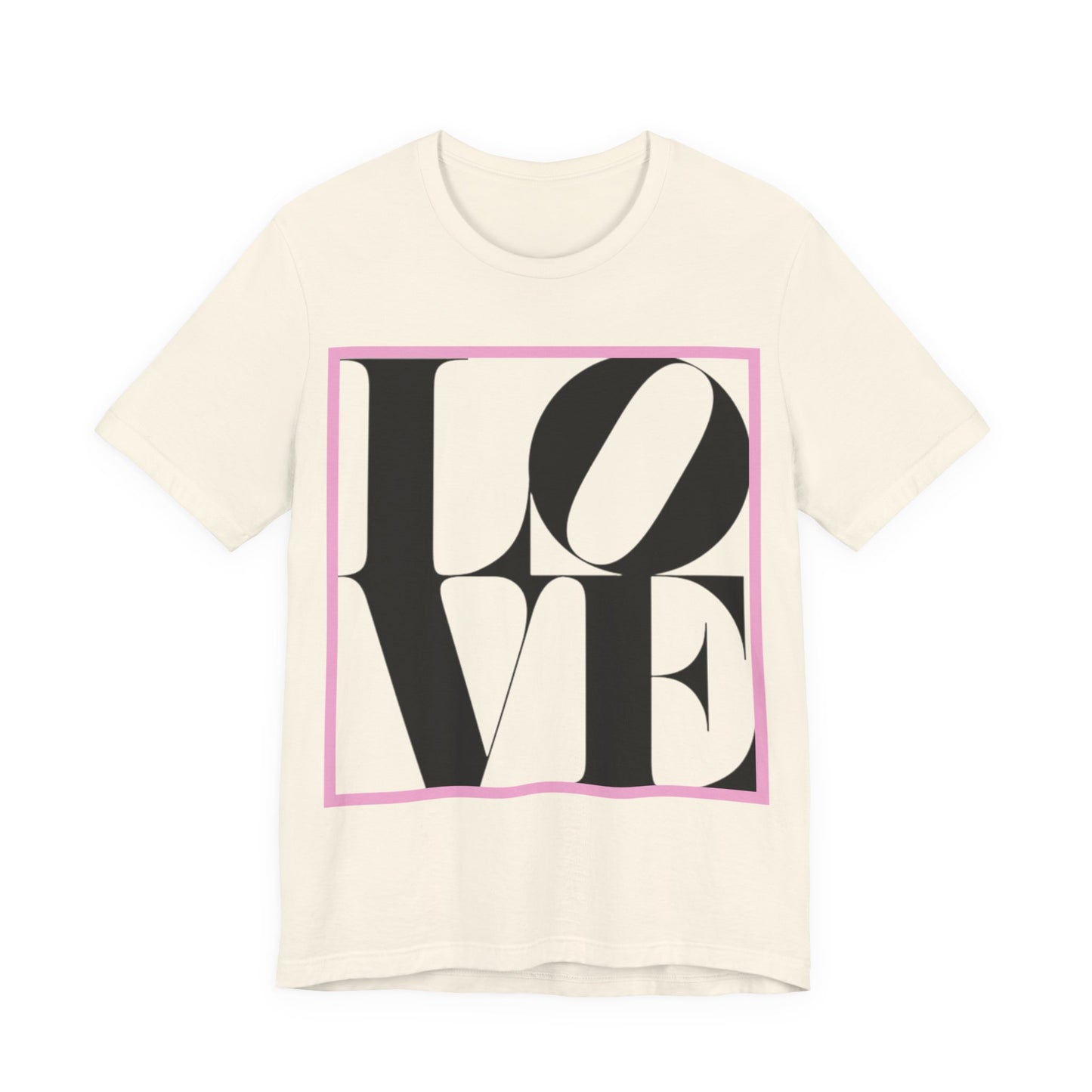 LOVE Block Graphic Tee — Bold Black & Pink Typography T‑Shirt