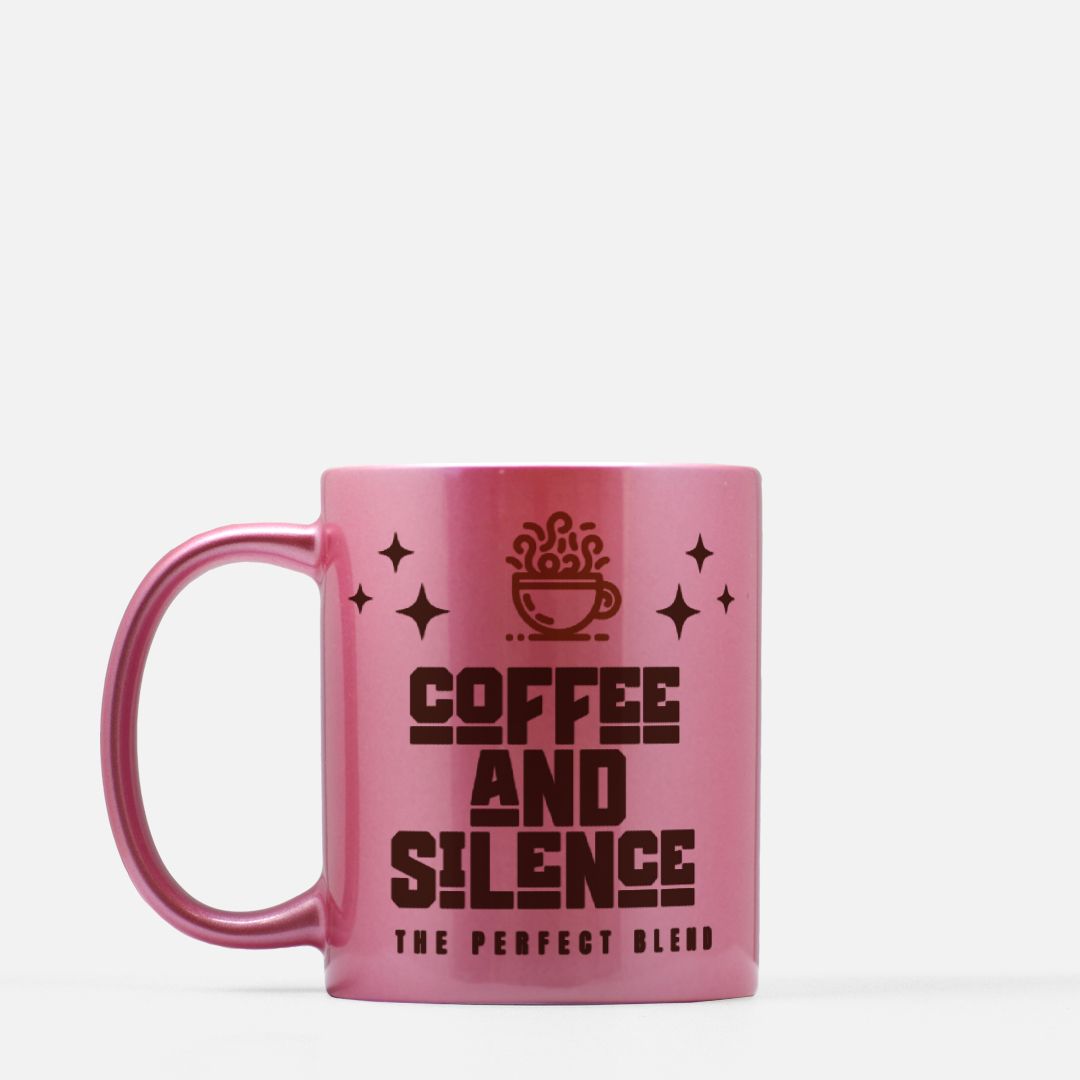 11oz Pink Coffee and Silence Mug